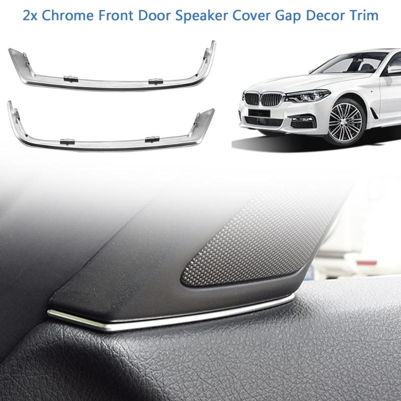 2Pcs Car Front Door Speaker Cover Gap Decor Trim Silver ABS Interior Mouldings for BMW 5 Series F10 2011-2013 Auto Accessories