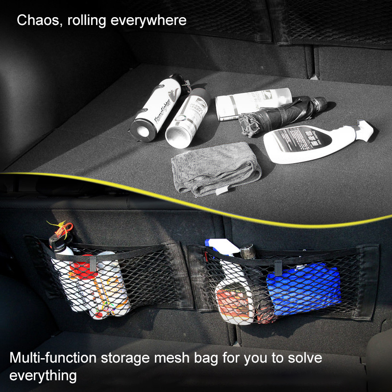 Auto Net Grid Pocket Holder Car Trunk Storage Bag Mesh SUV Lage Sticker Interior Organizer Stuff Netting Nylon 5