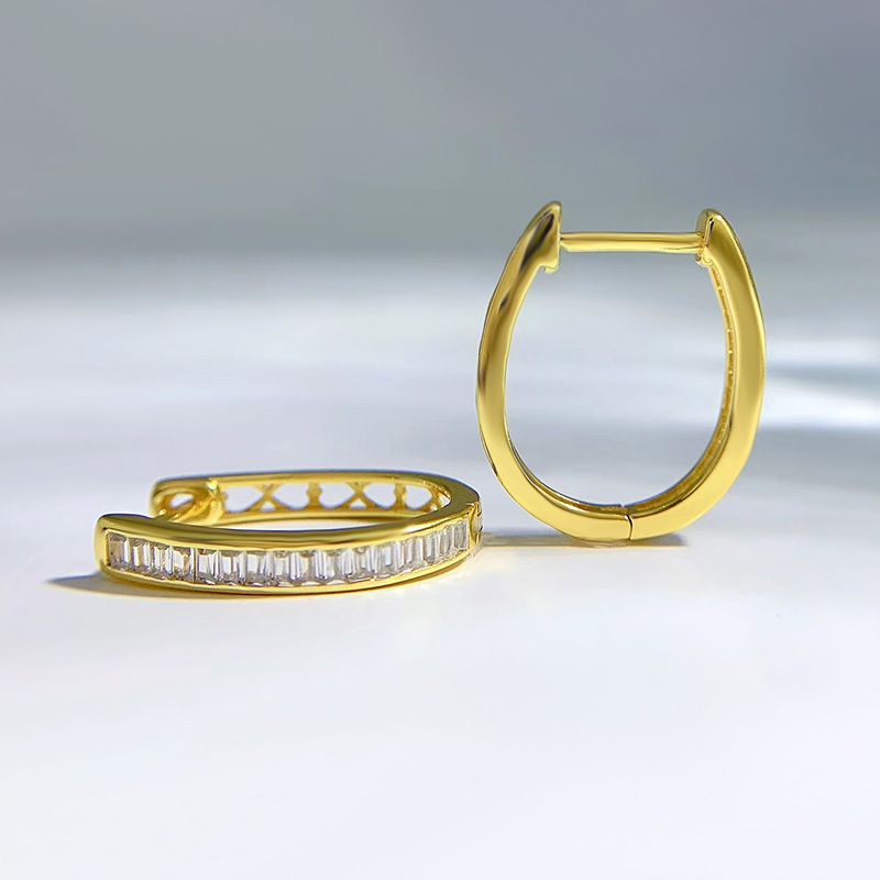 Sterg Sier Clip-On Earrings with Princess Cut Moissanite Dia Gemstones