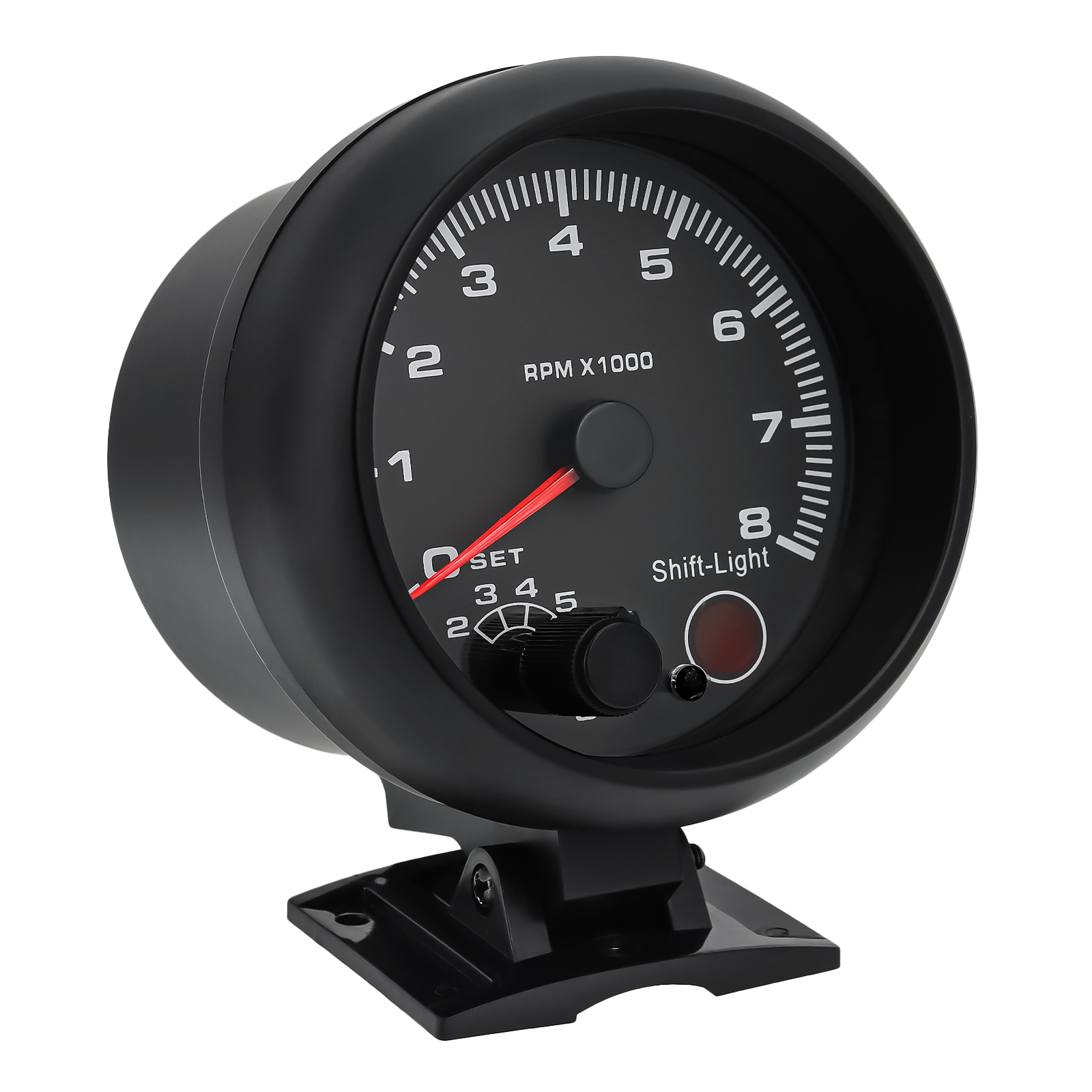 3.75" 95mm Black/Silver Tachometer with Shift Light For 12V 4/6/8 Cylinder Car RacingTacho Gauge Meter 0-8000rpm 7 Color LED