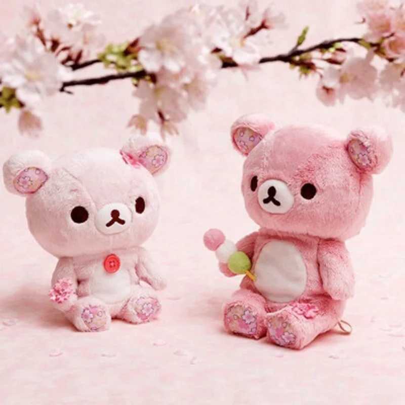 Plush Dolls Cute pink Rilakkuma cherry blossom Mochi Korilakkuma bear cherry blossom series large plush filled childrens toy doll childrens gift J2404