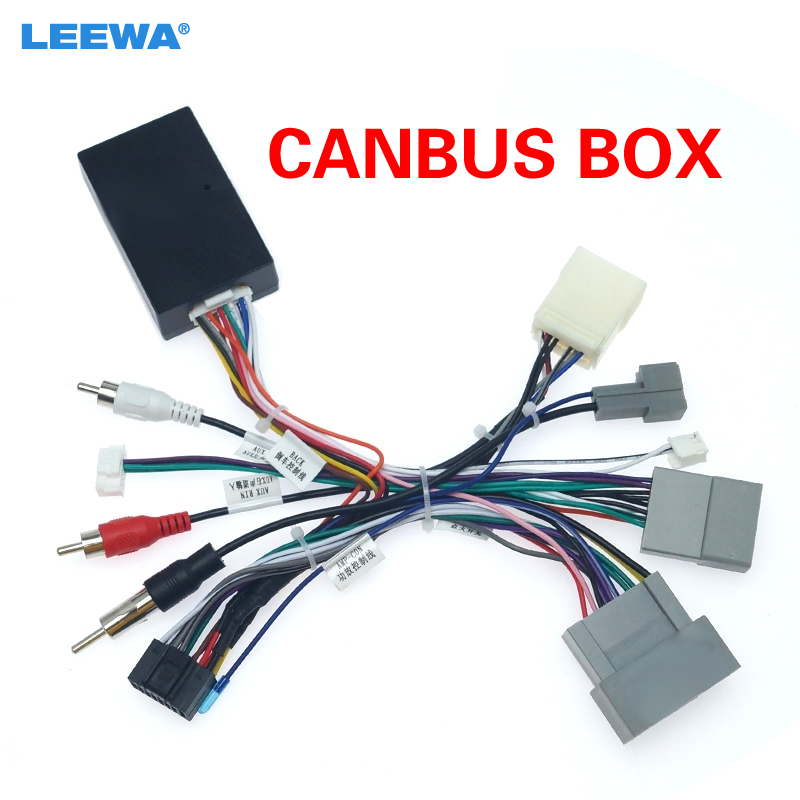 LEEWA Car Audio Radio CD Player 16PIN Android Power Calbe Adapter With Canbus Box For Honda Civic CRV Media Wiring Harness
