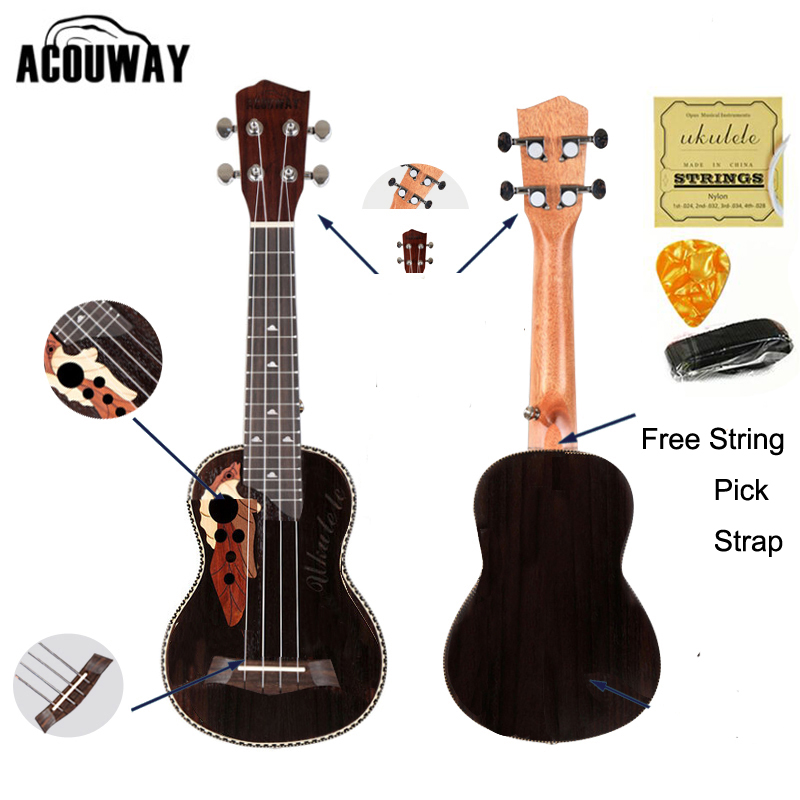 Acouway Ukulele Soprano Concert Ukulele 21 23 rosewood uku Ukelele with Aquila String mini Hawaii guitar Musical Instruments