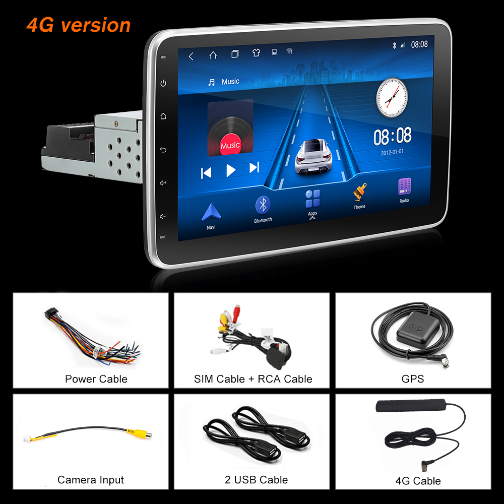1Din Android Car Multimedia Player WiFi/4G 9/10inch Rotatable Touch Screen Car Auto Radio Real 2+32G Universal Car MP5 Player