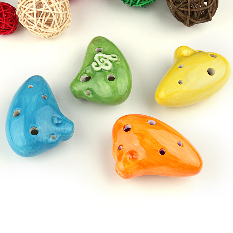 4 Colors Ocarina 6 Hole Submarine Small Ocarina Alto C Tone Beginner Ocarina Tourist Souvenir Teaching Toys Ceramic Pendant