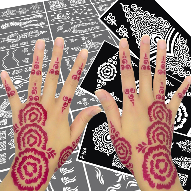 d Tattoo Hand pcs Mehndi Henna Stencils Women Body Paint Self Adhesive Reusable Mandala Indian Wedding Painting Kit Tools ing