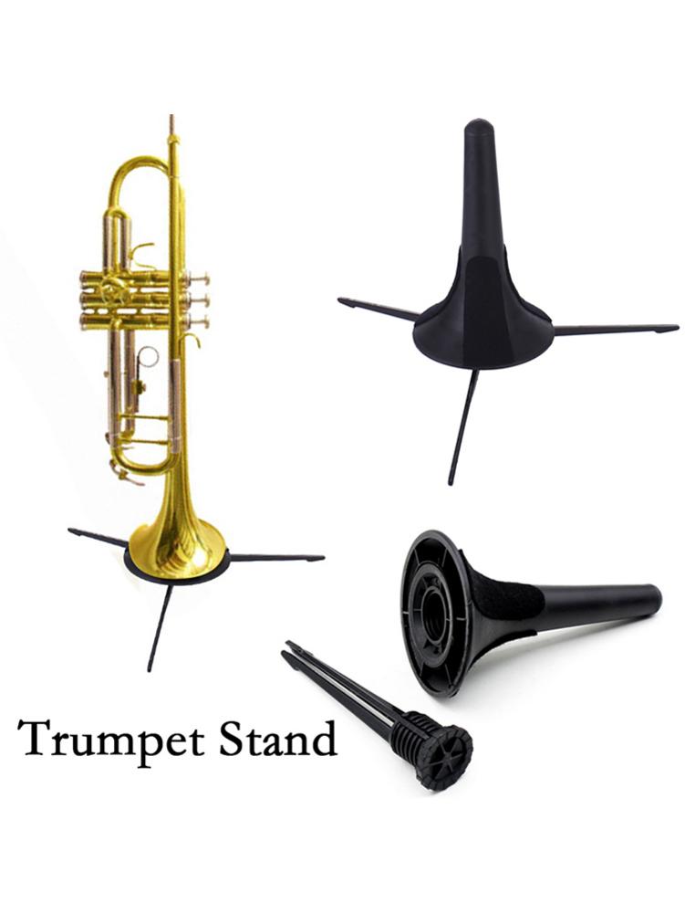 Portable Foldable Trumpet Tripod Holder Stand Metal Brass Leg Instrument Accessories Musical Instrument Accessory Black Plastic