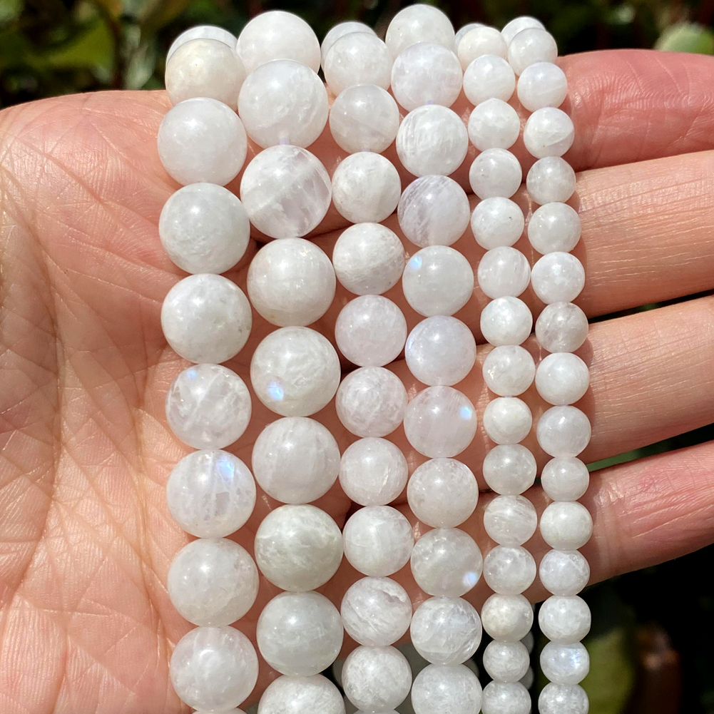 Natural Blue Moonstone Stone Round Gemstone Loose Spacer Bead For Jewelry Making 6/8/10/12mm DIY Bracelet Necklace