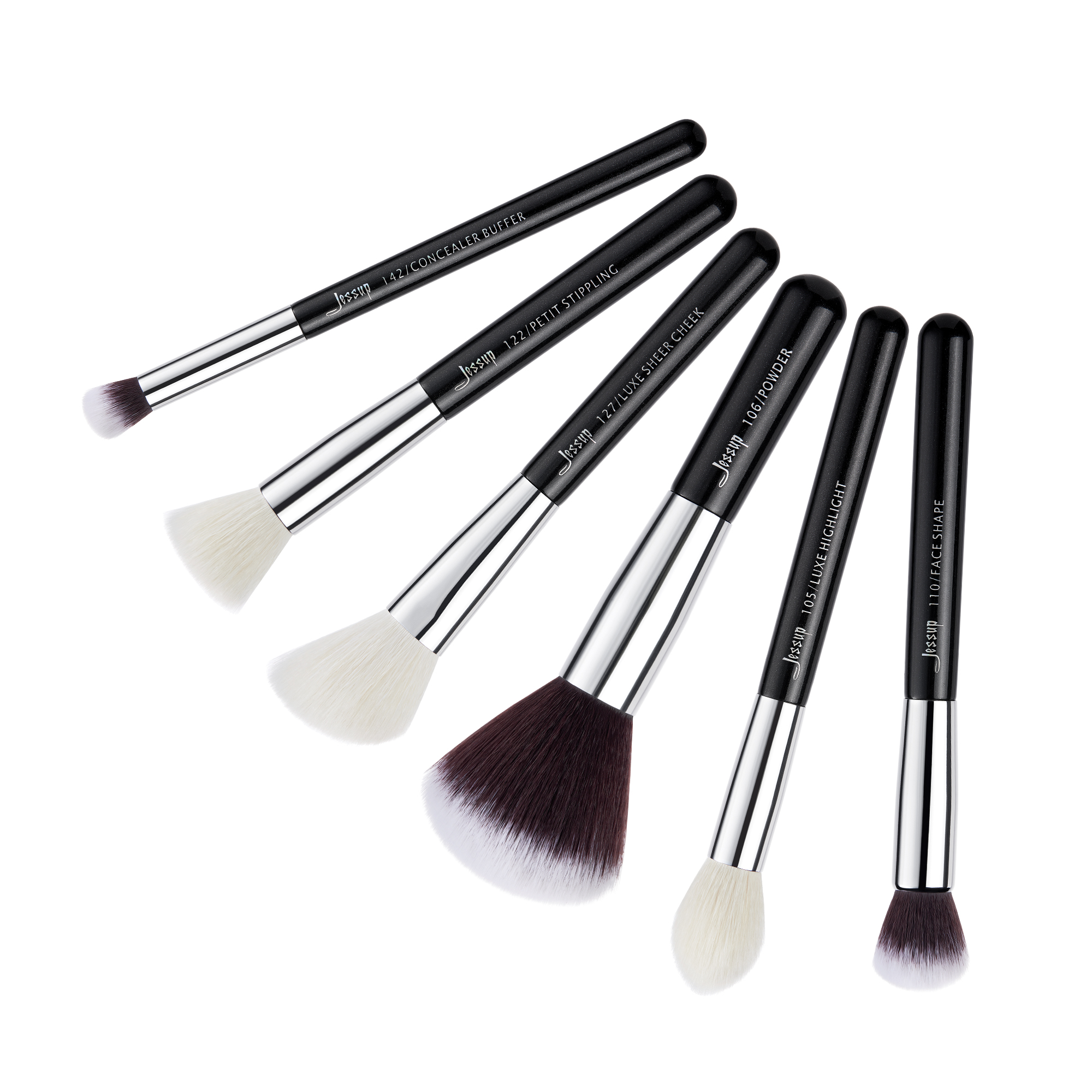 b Makeup Brushes Jessup Black Sier Professional Set Make up Brush Tools kits Buffer Paint Cheek Highlight natural synthetic hair