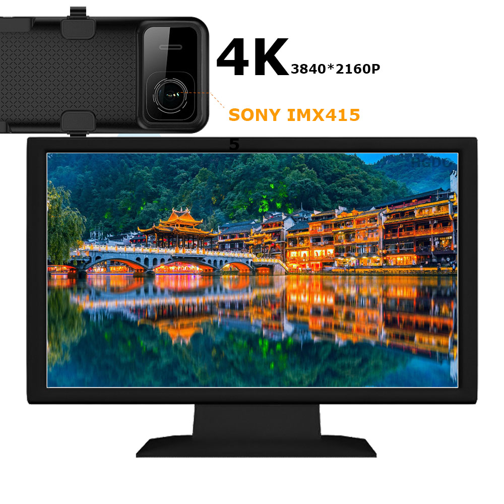 HGDO 12" 4K Dash Cam SonyIMX415 Rear View Mirror GPS Camera Car DVR 2025 Video Recorder for 24V Truck new Van Lorry freight train wagon