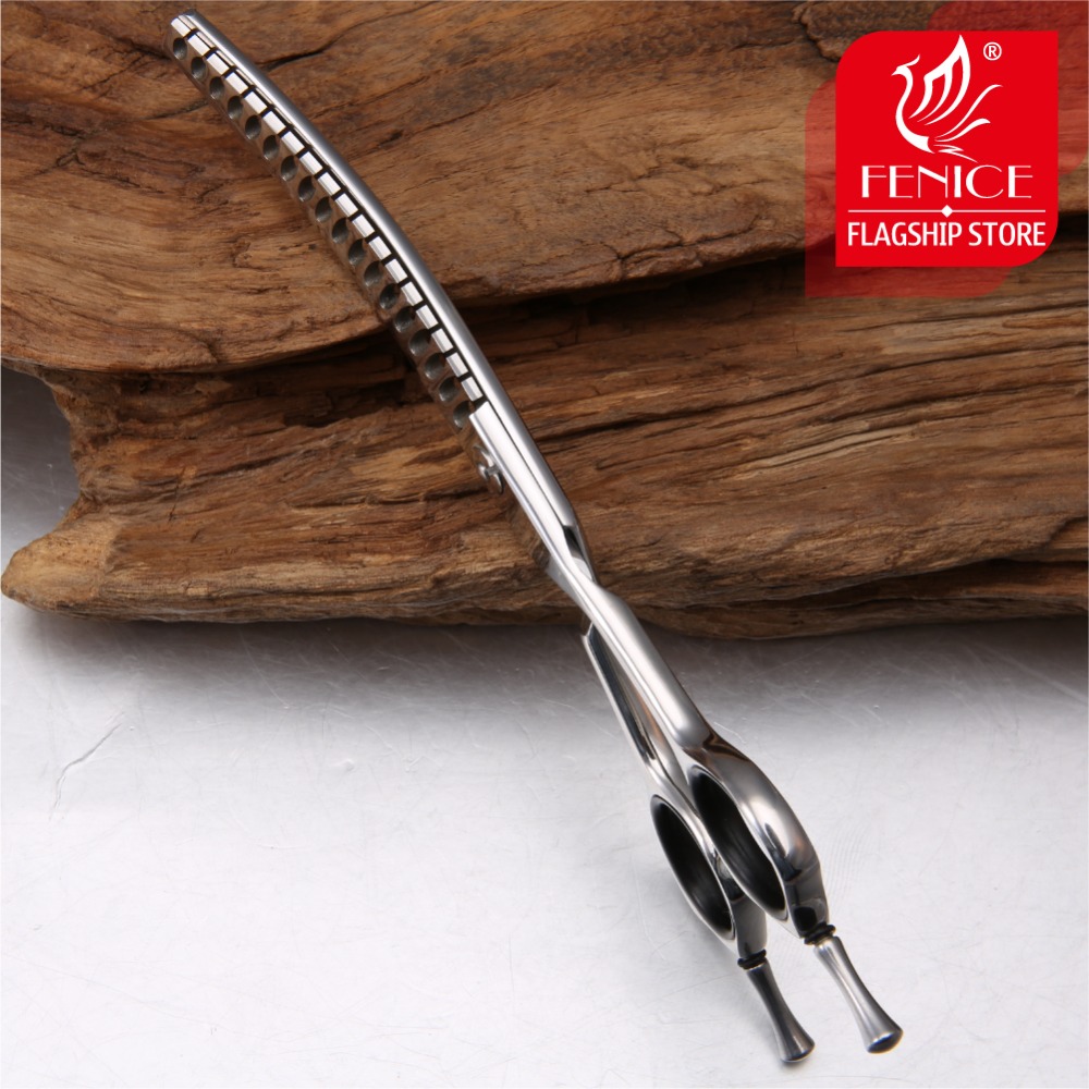 Fenice 6.5 Inch High-End Professional Pet Dog Grooming Scissors Curved Thinner Scissors Shears Thinning Rate 75%&30%