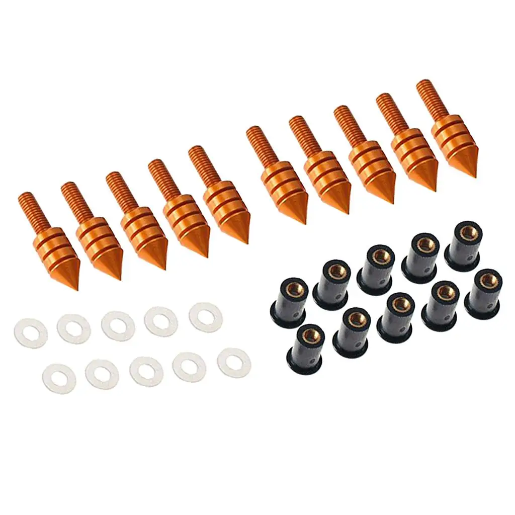 10 x Motorcycle Windshield Windscreen Spike Bolt Kit Well Nuts / Bolts / Washers