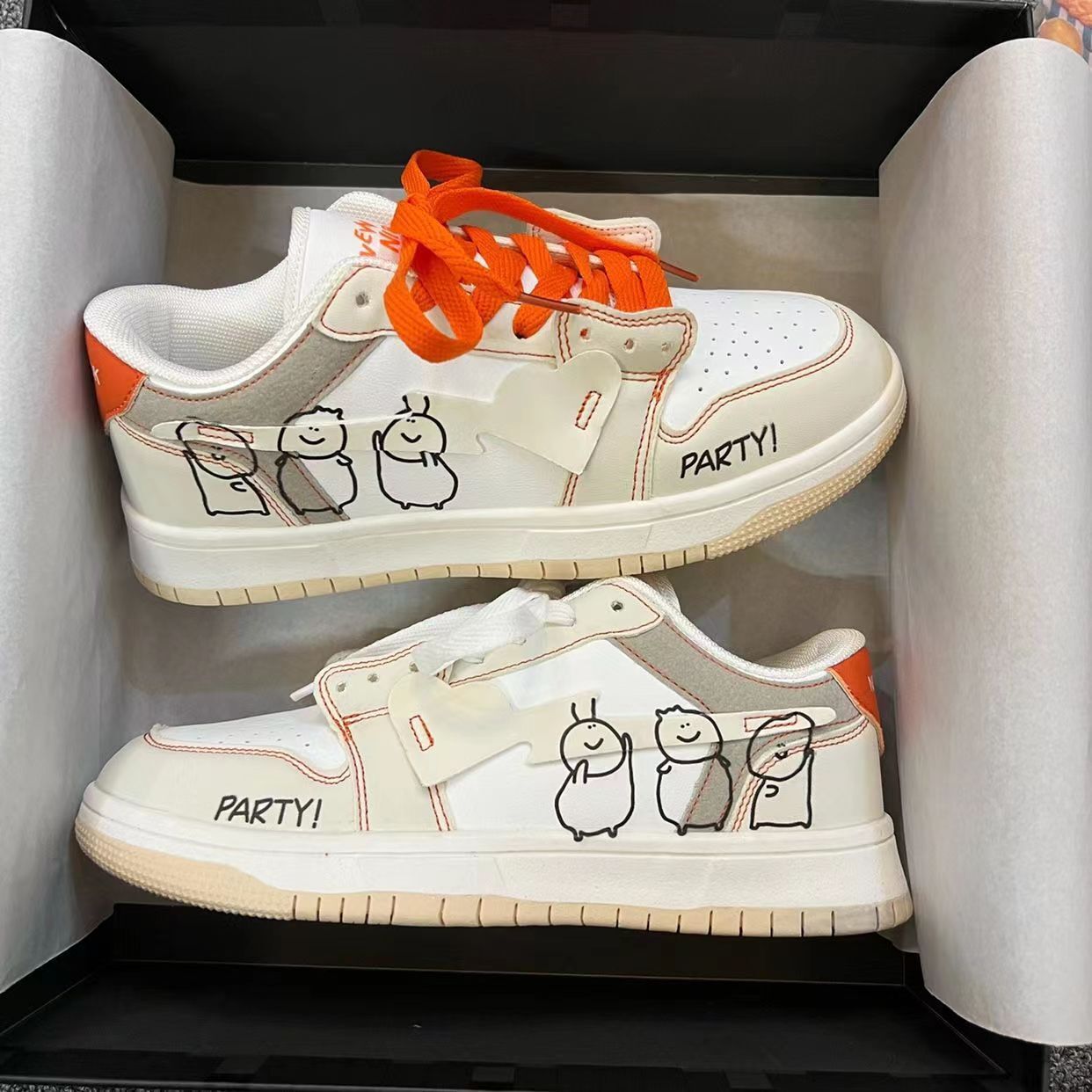 2025 Couple Versatile New Black China-Chic Slate Shoes Small Male Graffiti Casual Sneakers Children