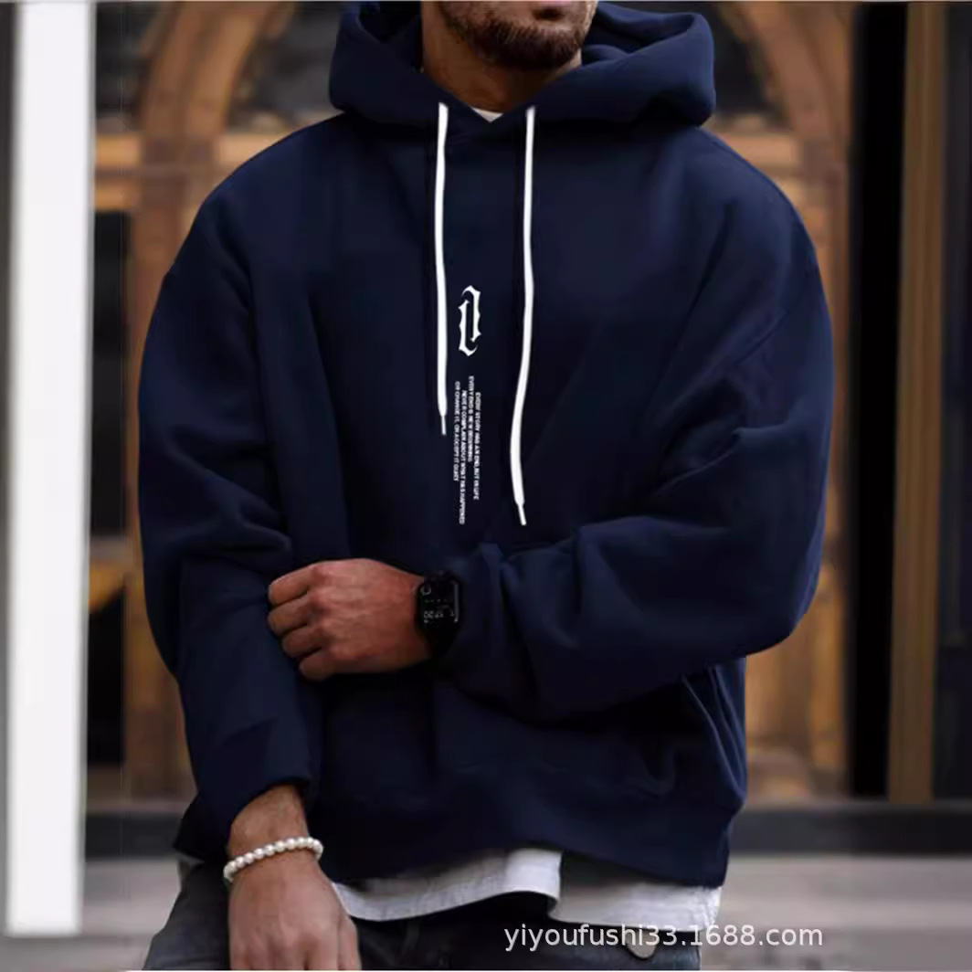 Designer's autumn winter new men's pullover printed hooded sweatshirt, personalized and fashionable sweatshirt