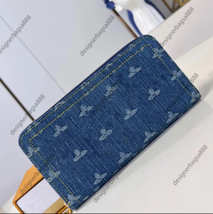 Top Quality Denim blue wallet Men Designer card holder Fashion Zipper Purse women keychain pouch key pouch coin purses card holder