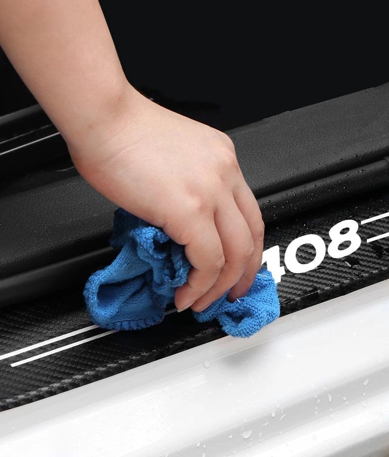4PCS Car Door Sill Scuff Plate Decor Sticker For Peugeot 308 408 206 307 Accessories