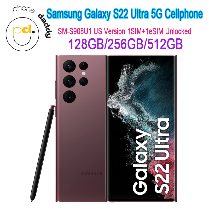 Original Samsung Galaxy S22 Ultra 5G S Unlocked Phone Octa Core 128GB 256GB 512GB Cellphone with S Pen non full-screen