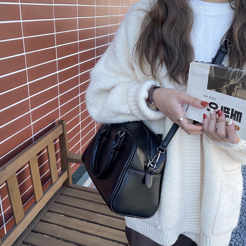 Vintage Solid Color Leather Crossbody Bags For Women Simple Quality Shoulder Messenger Bag Lady Handbags Female Elegant Purses