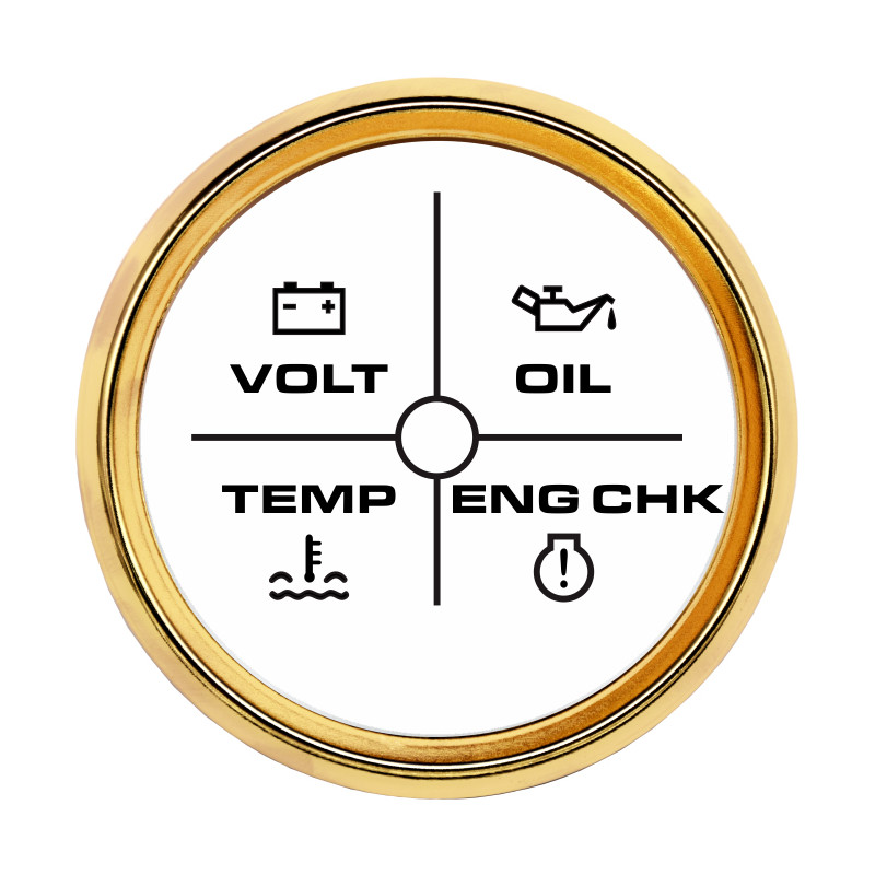 52 mm Alarm Gauge Meter Volt/Oil/Water Temp/Check Engine 4 LED Alarm Indicator Gauge For Car Boat 9~32V With 7 Colors Backlight