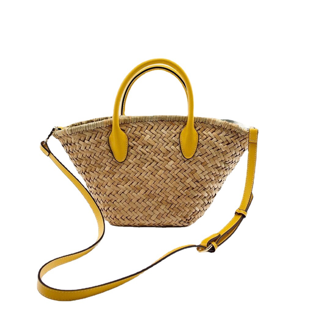 Hand-embroidered water grass straw bag beautiful beach bag one shoulder women's bag messenger bag