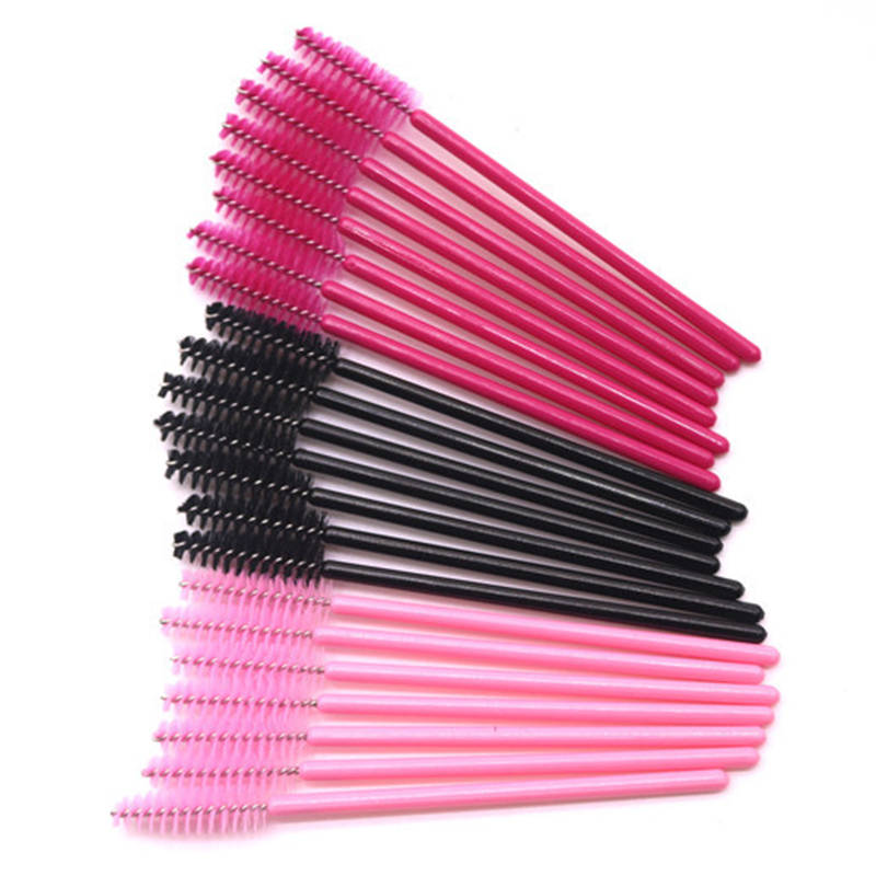 Brush Synthetic Make Up pcs lot Fiber Disposable Eyelash Mascara Applicator Pink and Rose Red Black