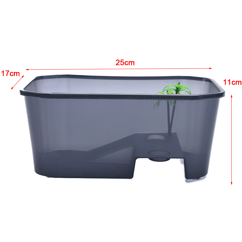 Reptile Vivarium Box Turtle Tortoise with Basking Ramp Tank Breeding Food Tool Feeding Box with Basking Platform Home Aquarium