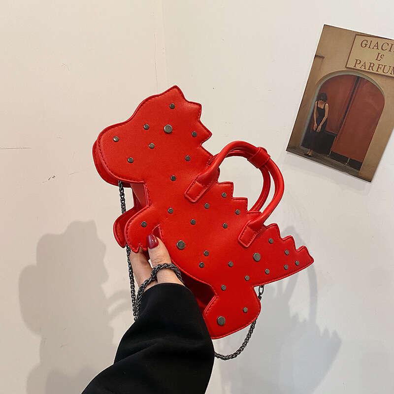 Rivet dinosaur 2024 new fashionable and stylish handbag with the same chain crossbody bag