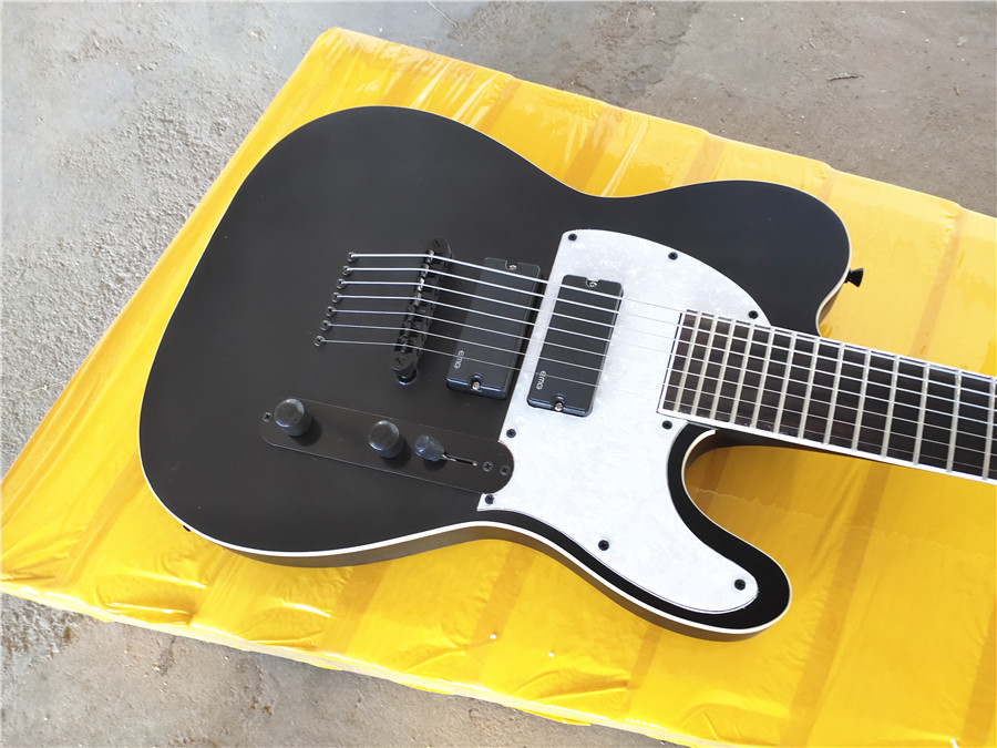 High quality customized matte black 7 string electric guitar, can be customized according to the requirements of free shipping