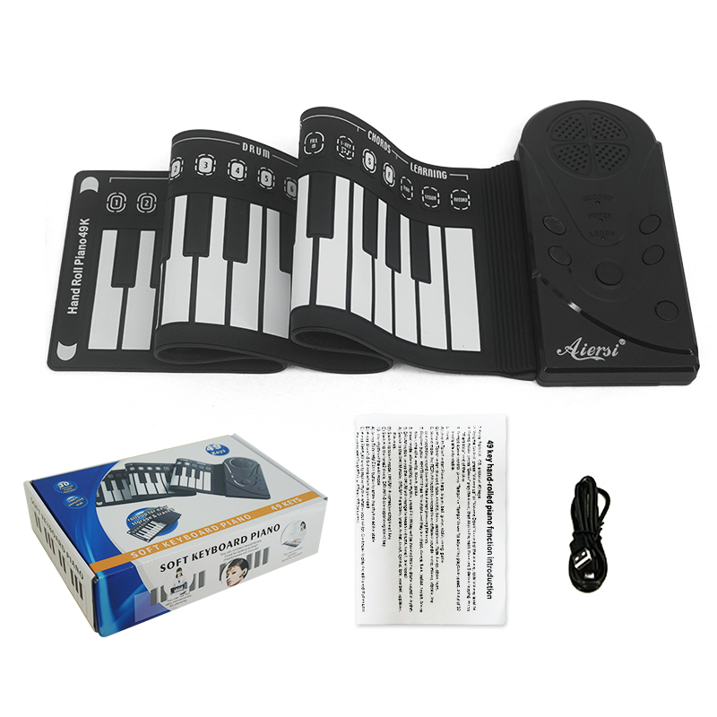 Aiersi 49 61 88 Dual Keys Silicone Soft Roll Up MIDI Electronic Organ Flexible Digital Piano Electric Keyboard Musical Gifts