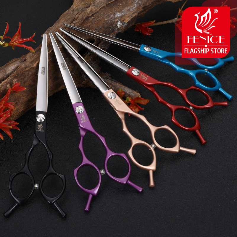 Fenice Jp440c Colorful 6.5 7.0 Inch Pet Cutting Scissors for Dog Grooming Straight Shears