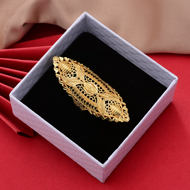 Big Dubai Gold Color Rings For Women Wedding Jewellery Women's Ring For Girls Bridal Wife Gifts African Dubai French