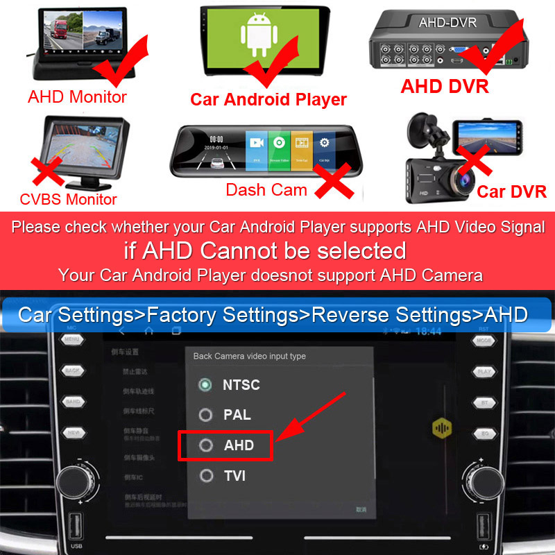 AHD HD new Car Rear Backup View Camera 170 Degrees Fisheye 1920*1080 2 Megapixels 2025 For Android DVD / AHD Monitor, Supports 720P 1080P