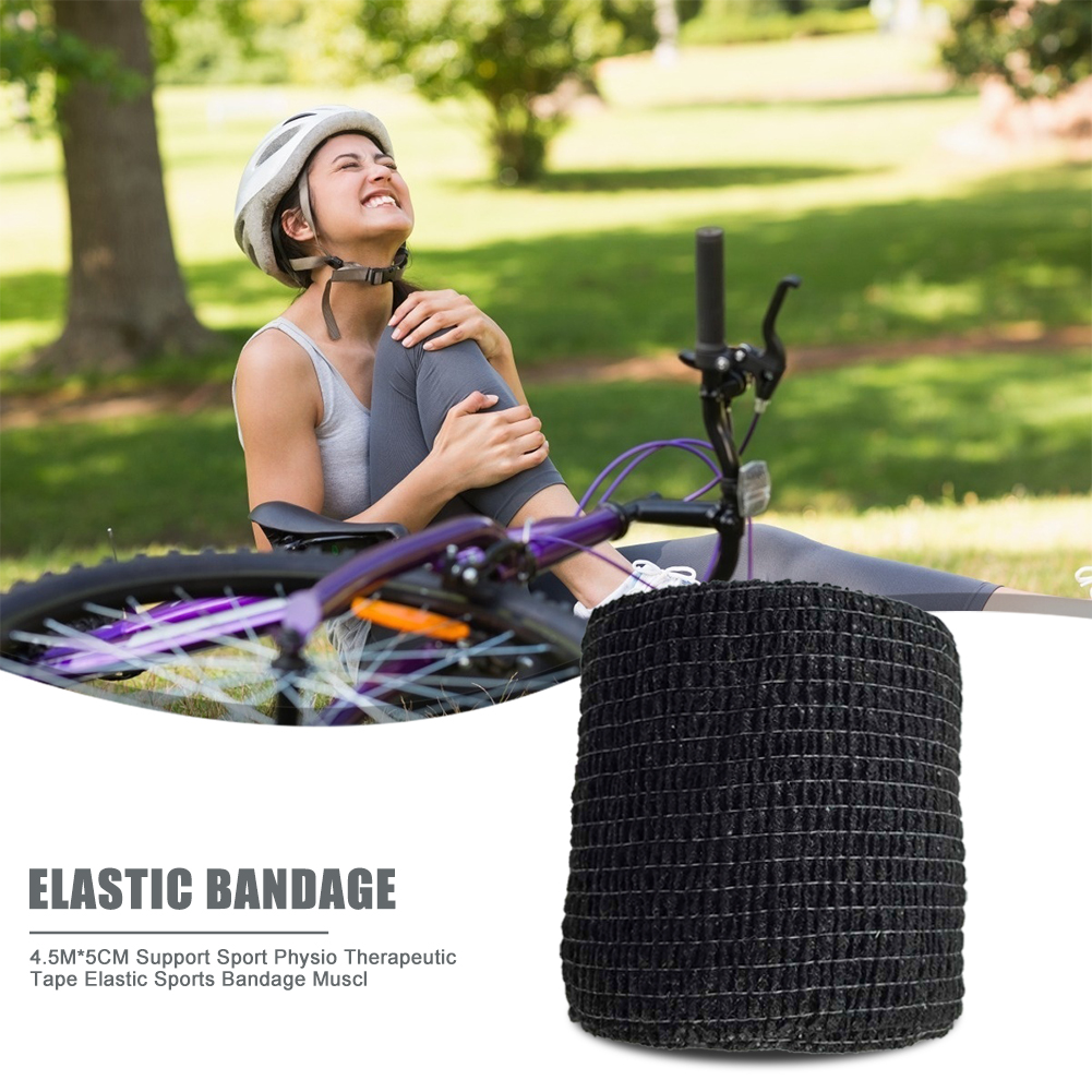 4.5mx5cm Sport Self Adhesive Elastic Bandage Muscle Wrap Tapes (Black)
