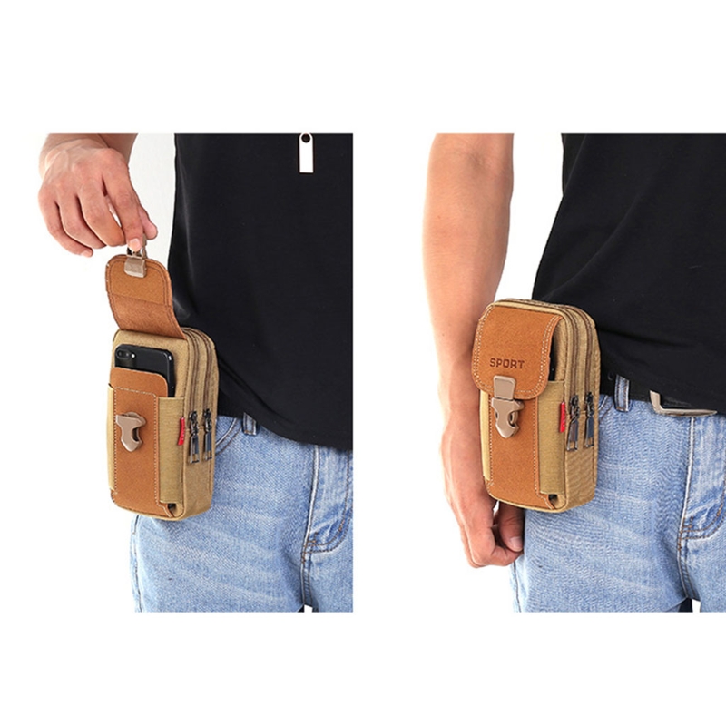 Men Vintage Canvas Waist Bag Phone Sport Belt Hip Loop Holster Wallet Carry for Case Purse e8ae8 5