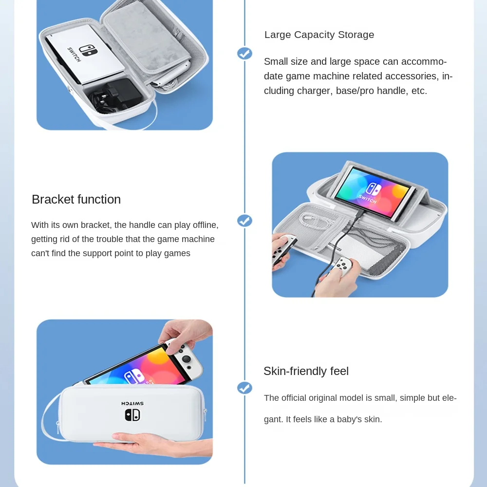 For Nintendo Switch & OLED PU Storage Bag Hard Portable Carrying Case Bracket Pouch Console Protective Cover Accessories