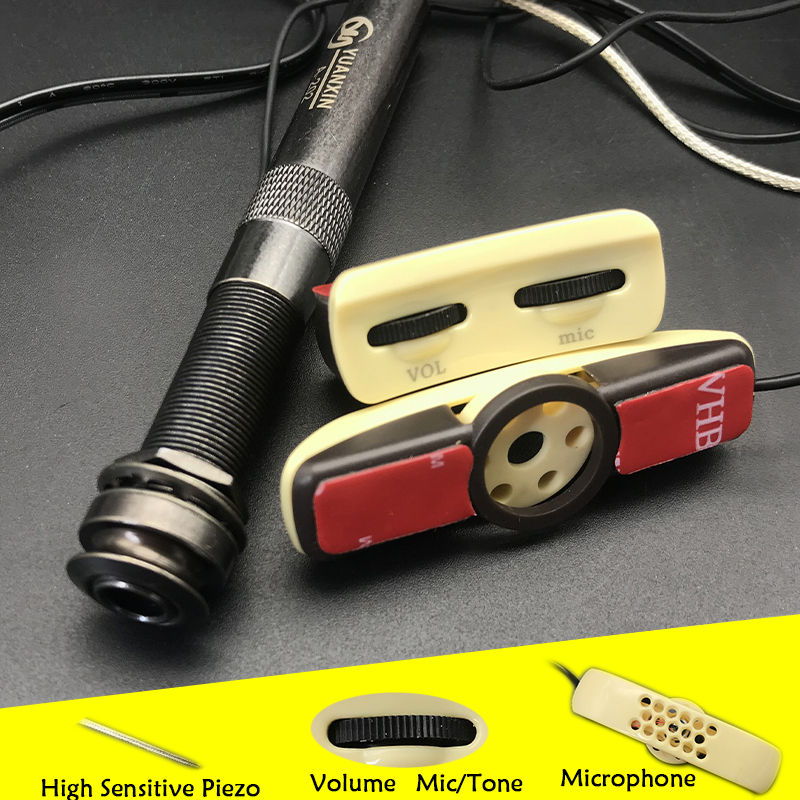 Soundhole Guitar Pickup Sound Hole Adjustable Preamp Equalizer for Acoustic Folk Guitar with Access