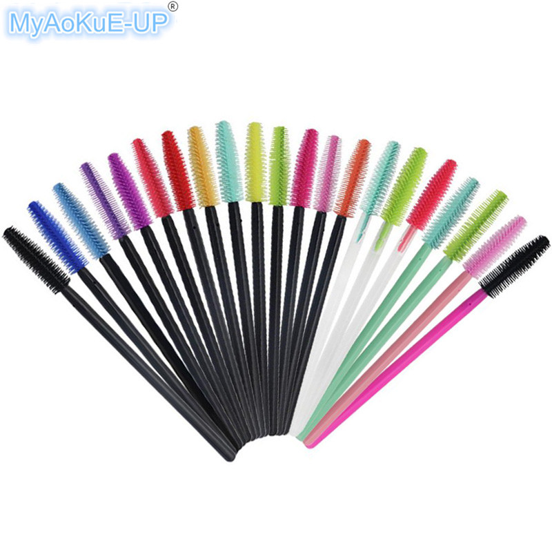 b d pcs lot Brushes Silicone Eyelashes Mix Colors Disposable Mascara Wands Lashes Makeup For Eyelash Extension