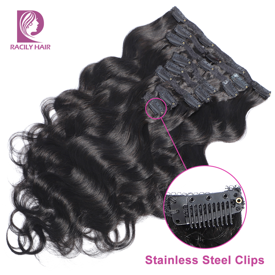 Clip In Hair Extensions Human Hair 140Gram Body Wave Clip In 8Pcs/Set Full Head Brizilian Wavy Clip Ins Hair Natural Remy Hair 07f5b