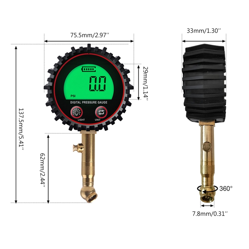 Upgrade Digital Tire Pressure new Gauge Air Chuck and Compressor Accessories LCD Display Heavy Duty LED 2025 Spotlight 255PSI