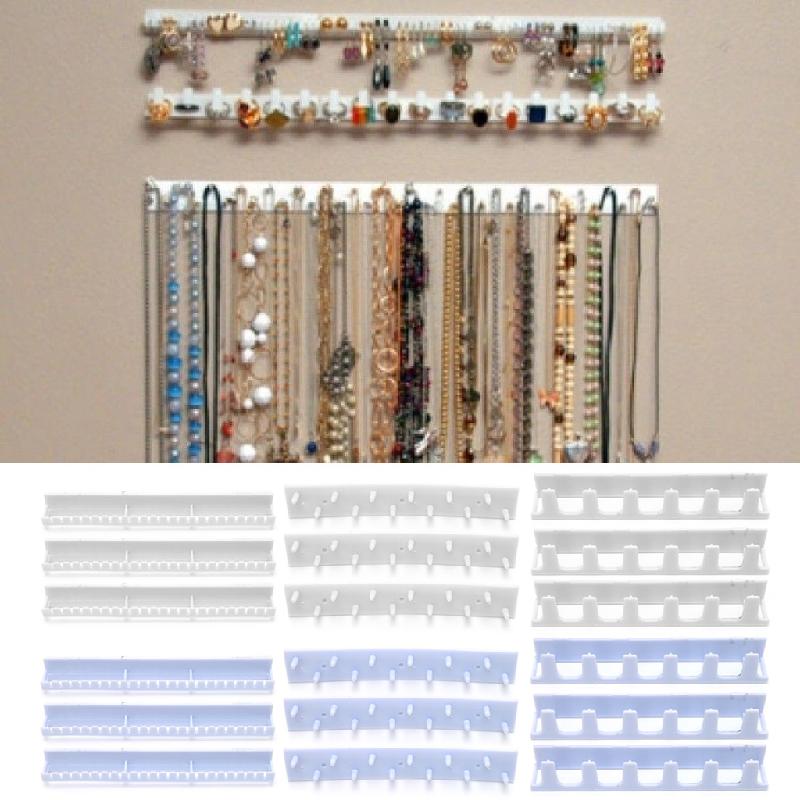 9 pcs / set Jewelery Storage Hooks Adhesive Paste Hanger Rack Ornaments Display Sticky Hook Blue White