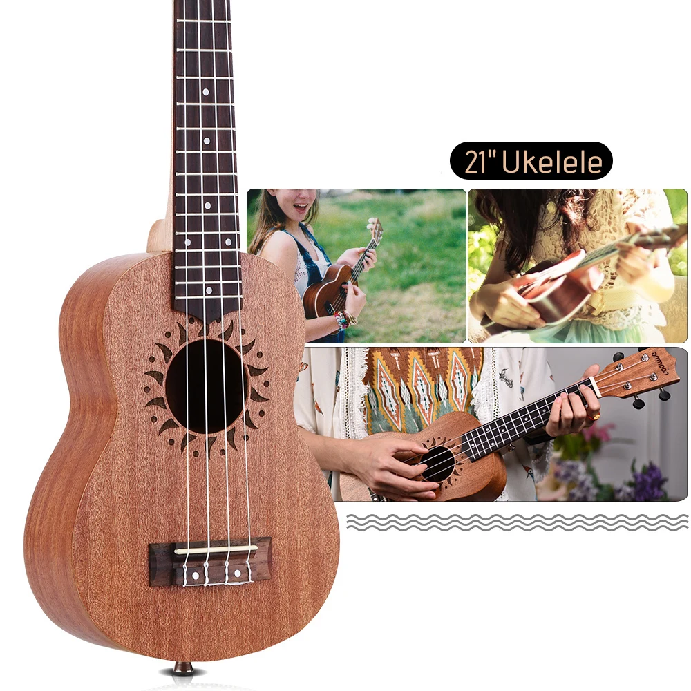 21 inch Ukulele Sapele Acoustic Ukulele 15 Fret 4 Strings Stringed instruments Guitar Music instruments mini guitar For beginner