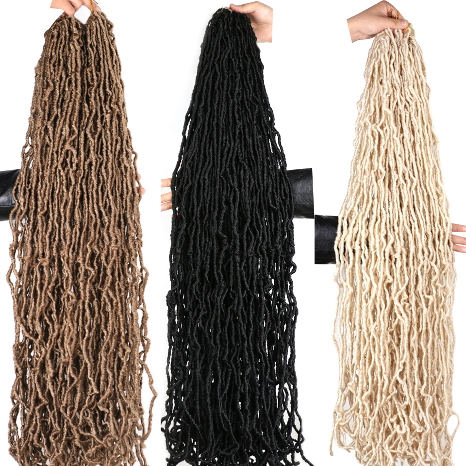 New Faux Locs new Crochet Hair Synthetic 2025 Curly Dreadlocks Hair Extensions Faux Cheveux Soft Locs Crochet Braids 12 Colors Can Choose