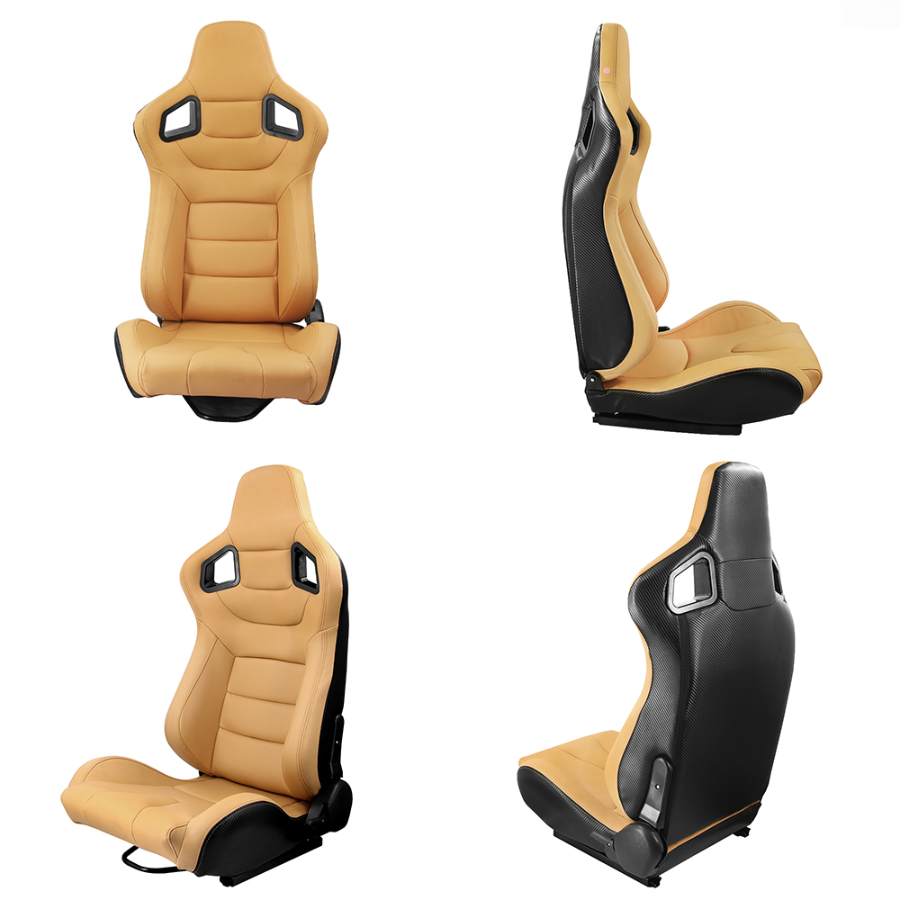 Adjustable Racing Seats 3D PVC Full WRAP Leather Universal Left Right Reclinable Sports Bucket Racing Car Seats Black Yellow Red