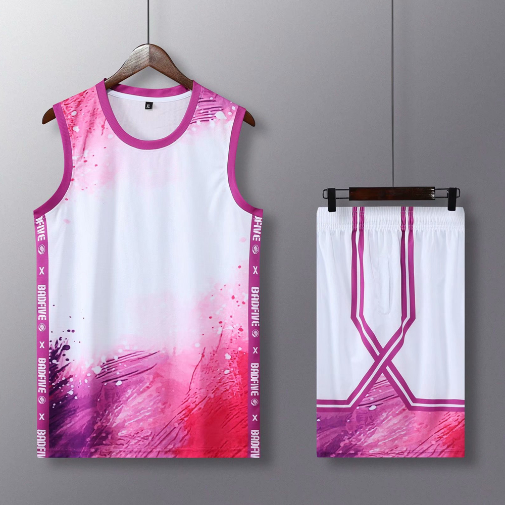Kids Adult Basketball Uniform Women & Men Basketball Jersey Child Kit O-neck Basketball Shirt Double Pocket Shorts Training Suit