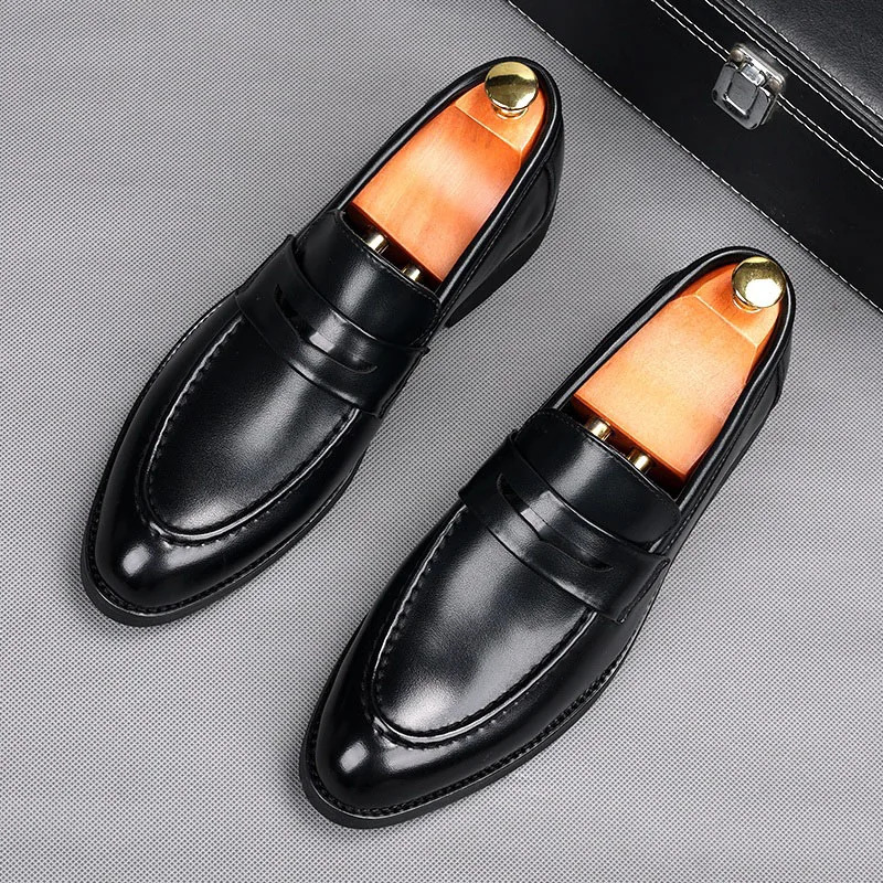 er Mens Balck Penny Loafter Leather Shoes Male Wedding Dress Prom Homecoming Oxford Footwear 241108