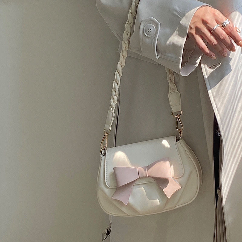 HAEX Elegant Soft Bolso Mujer Korean Style Solid Bow Knot Crossbody Bags Vintage Concise Women's Bag 2022 Trend Sac A Main Femme