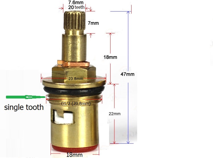 Single OR Double Tooth Faucet Replacement 47 52mm Brass 1/4 Turn G1/2 Ceramic Disc Cartridge Hot or Cold Tap Valve Faucet Spool