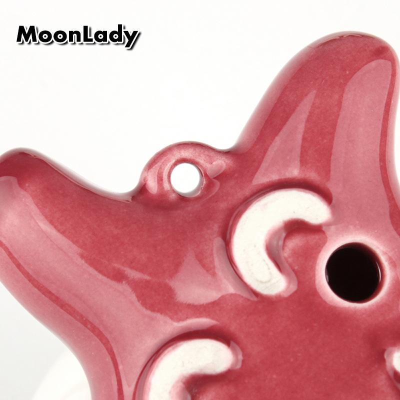 4 Colors Ocarina 6 Hole Small Starfish Ocarina Alto C Tone Beginner Ocarina Tourist Souvenir Teaching Toys Ceramic Pendant