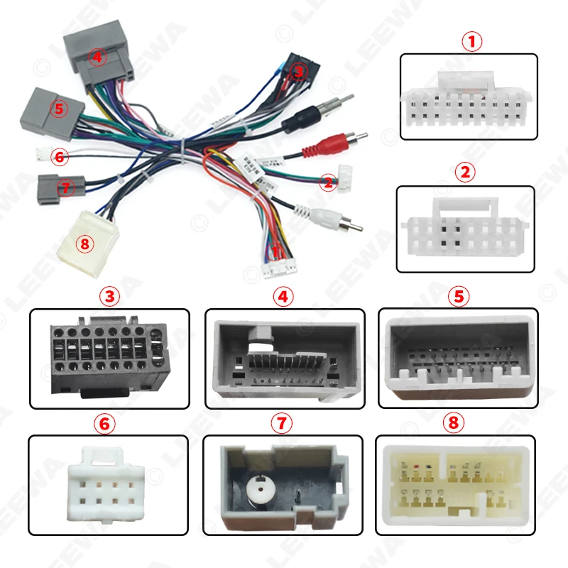 LEEWA Car Audio Radio CD Player 16PIN Android Power Calbe Adapter With Canbus Box For Honda Civic CRV Media Wiring Harness
