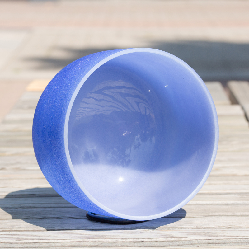 8 Inch Navy Blue Indigo A Note Third Eye Quartz Crystal Singing Bowl - Yoga
